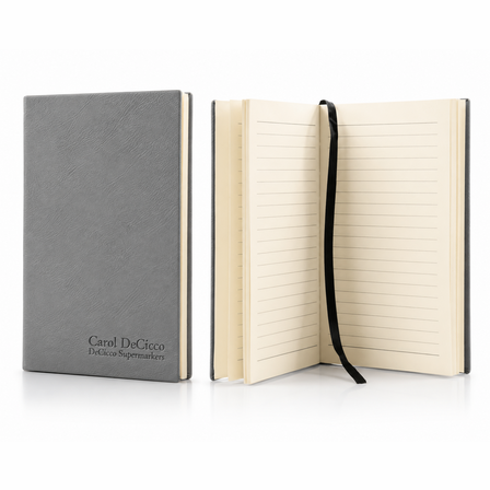 Personalized Gray Journal with Black Satin Bookmark