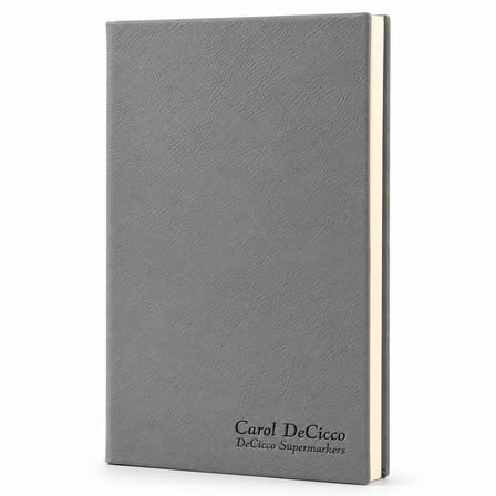 Personalized Gray Journal with Black Satin Bookmark