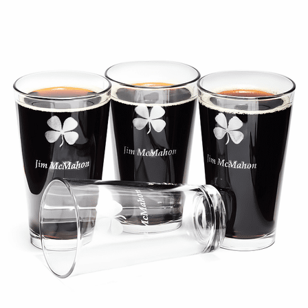 Personalized Irish Shamrock Pint Glass Set