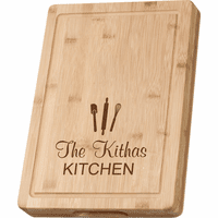 Personalized Kitchen Theme Grooved Bamboo Cutting Board