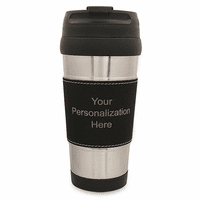 Personalized Leatherette Grip Travel Coffee Mug - Black