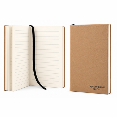 Personalized Light Brown Journal with Black Satin Bookmark