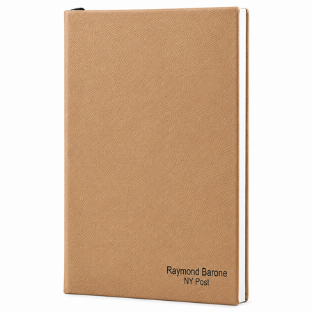 Personalized Light Brown Journal with Black Satin Bookmark