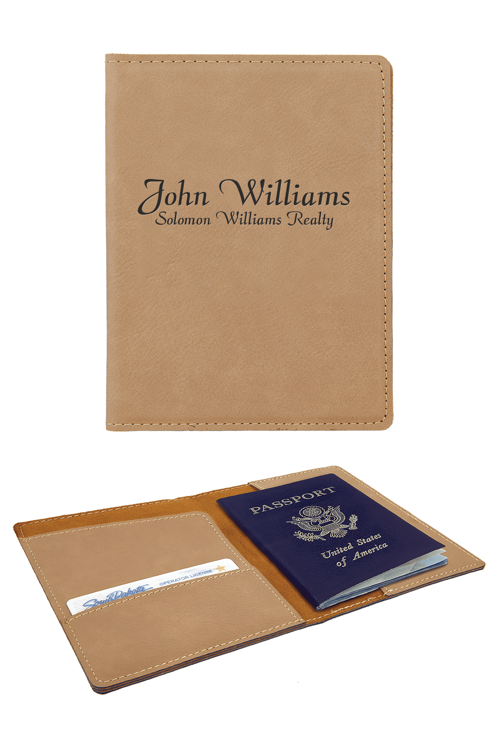 Personalized Light Brown Passport Holder