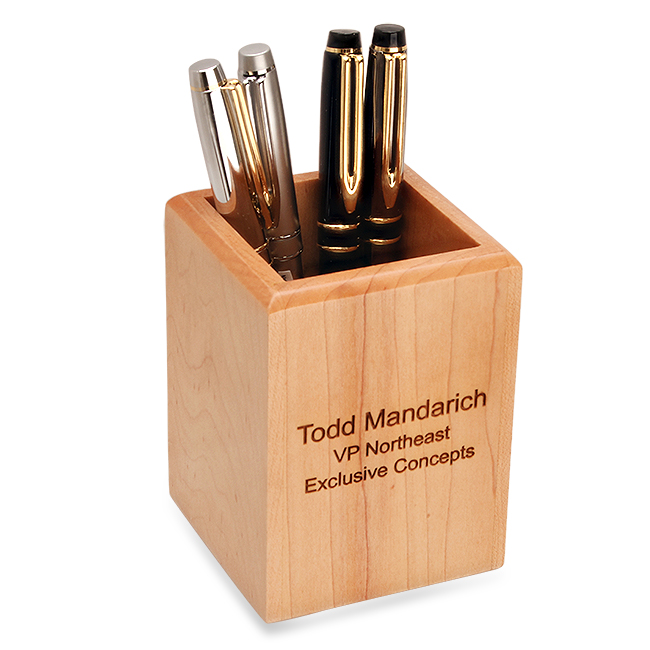 Personalized Maple Pen/Pencil Cup Executive Gift Shoppe