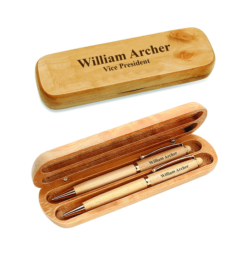 Personalized Maple Wood Pen and Pencil Set Executive Gift Shoppe