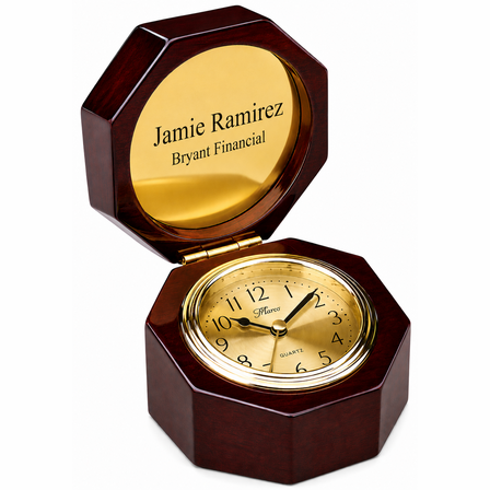 Personalized Octagon Style Chest Clock with Gold Dial