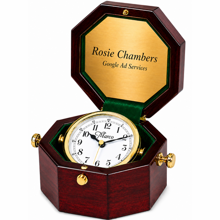 Personalized Octagon Style Chest Clock with White Rotating Dial