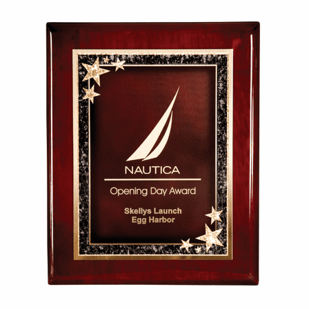 Personalized Piano Finish Rosewood Plaque With Starburst Plate - Discontinued