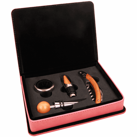 Personalized Pink 4 Piece Wine Tool Set