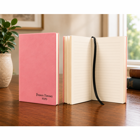Personalized Pink Journal with Black Satin Bookmark