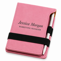 Personalized Pink Leatherette Notepad & Pen