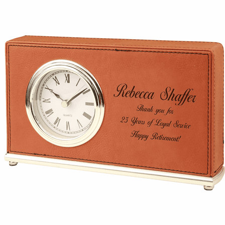 Personalized Rawhide Horizontal Desk Clock