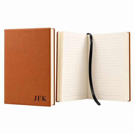 Personalized Rawhide Tone Journal with Black Satin Bookmark