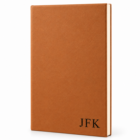 Personalized Rawhide Tone Journal with Black Satin Bookmark