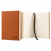 Personalized Rawhide Tone Journal with Black Satin Bookmark