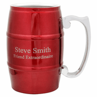 Personalized Red Beer Barrel Mug
