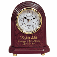 Personalized Rosewood and Brass Dome Style Mantle Clock - Discontinued