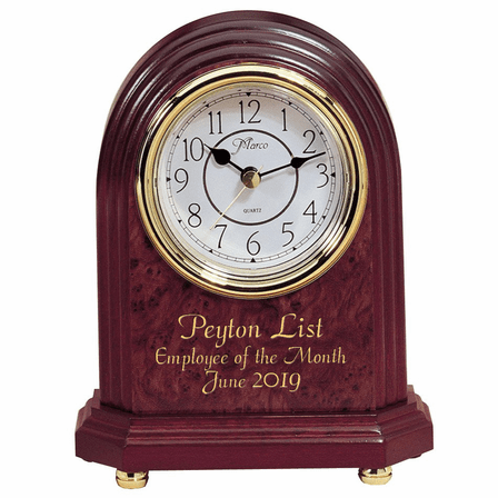 Personalized Rosewood and Brass Dome Style Mantle Clock - Discontinued