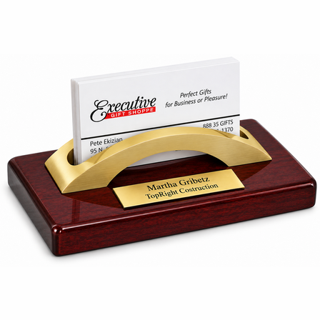 Personalized Rosewood & Brass Business Card Holder