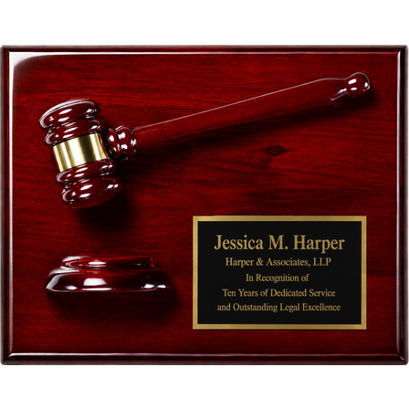 Personalized Rosewood Gavel & Sounding Board Plaque