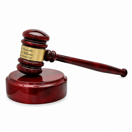 Personalized Rosewood Gavel With Gold Band & Sounding Board