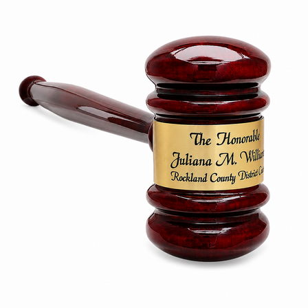 Personalized Rosewood Gavel With Gold Band & Sounding Board