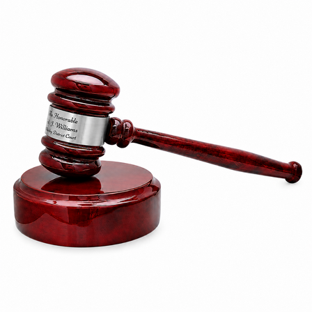 Personalized Rosewood Gavel With Silver Band & Sounding Board