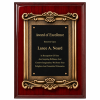 Personalized  Rosewood Plaque with Antique Bronze Floral Casting & Engraving Plate