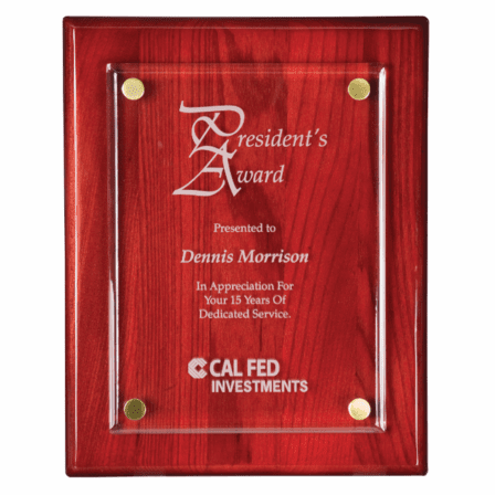 Personalized Rosewood Plaque With Floating Acrylic Plate - Discontinued