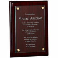 Personalized Rosewood Plaque With Floating Jade Glass