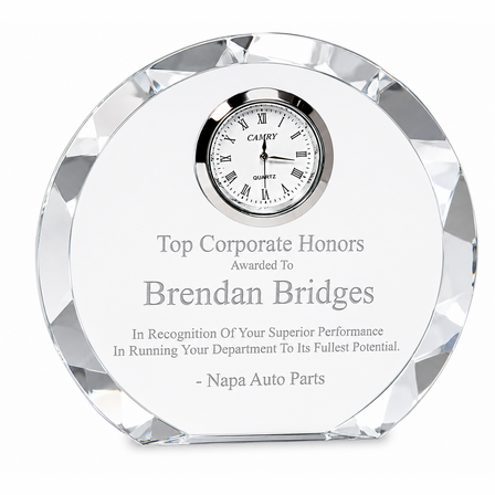 Personalized Round Premier Crystal Clock