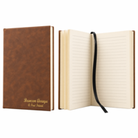 Personalized Rustic Brown Journal with Black Satin Bookmark