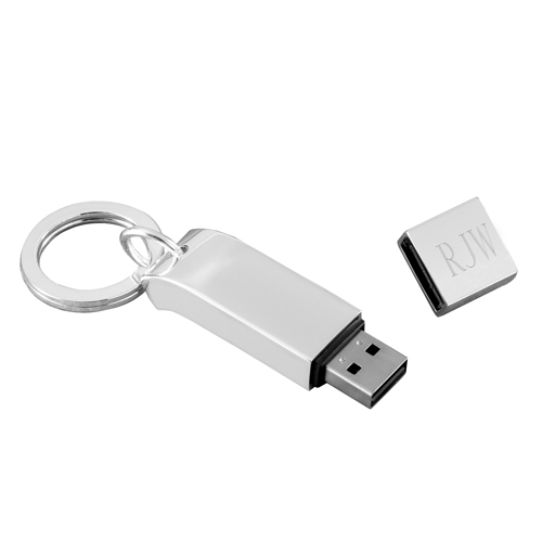 Personalized Silver Plated 2GB USB Flash Drive/Key Chain Executive