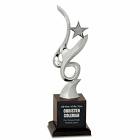 Personalized Silver Star On Black Crytal Pedestal - Discointinued