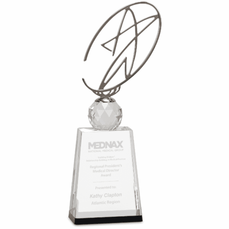 Personalized Silver Star On Crystal Pedestal - Discontinued