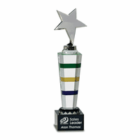 Personalized Silver Star On Rainbow Crystal Pedestal - Discontinued