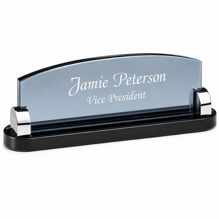 Personalized Smoked Glass Desktop Name Plate