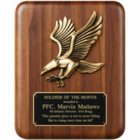 Personalized Soaring Eagle Theme Solid American Walnut Plaque