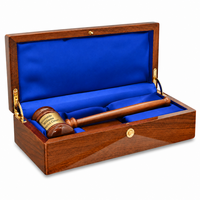 Personalized Walnut Gavel & Sounding Block Gift Set With Gold Band