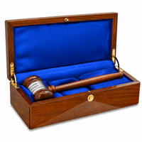 Personalized Walnut Gavel & Sounding Block Gift Set With Silver Band