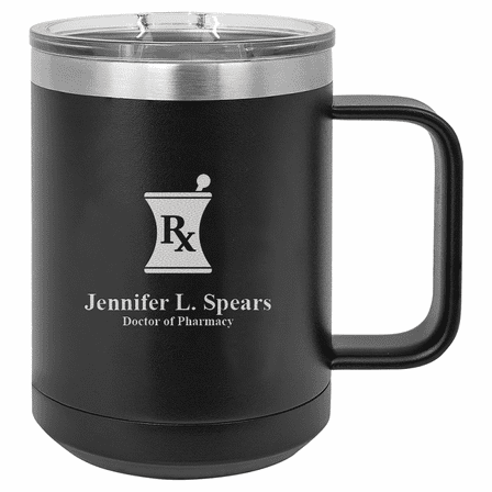 Pharmacist's Emblem Light Blue Personalized Insulated Polar Camel Coffee Mug