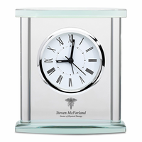 Physical Therapist Personalized Glass Table Clock with Silver Finish Accents
