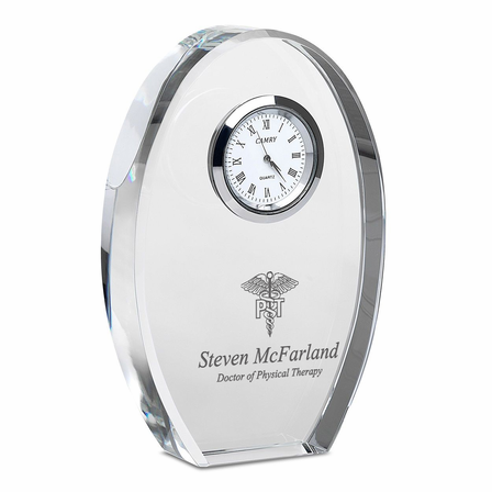 Physical Therapist Personalized Oval Crystal Desk Clock