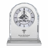 Physical Therapist Solid Crystal Personalized Quartz Clock With Arched Top