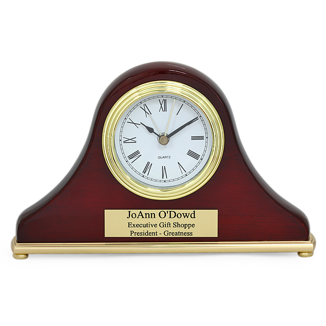 Piano Finish Rosewood Personalized Mini Mantel Clock Executive Gift