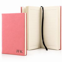 Pink Journal with Black Satin Bookmark with Personalized Initials