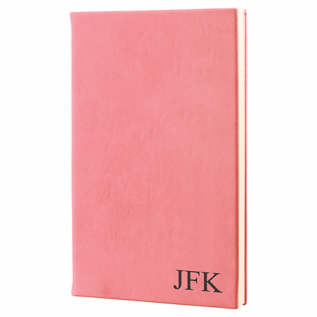 Pink Journal with Black Satin Bookmark with Personalized Initials