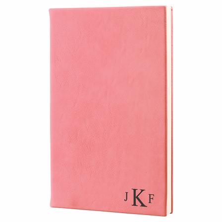 Pink Journal with Black Satin Bookmark with Roman Monogram