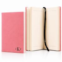 Pink Journal with Black Satin Bookmark with Roman Monogram
